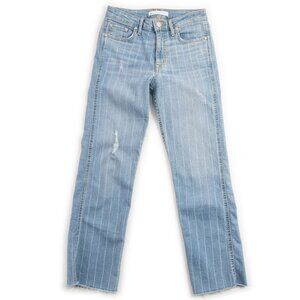 No. 44 Sustainable Denim striped distressed high rise ankle jeans size 26